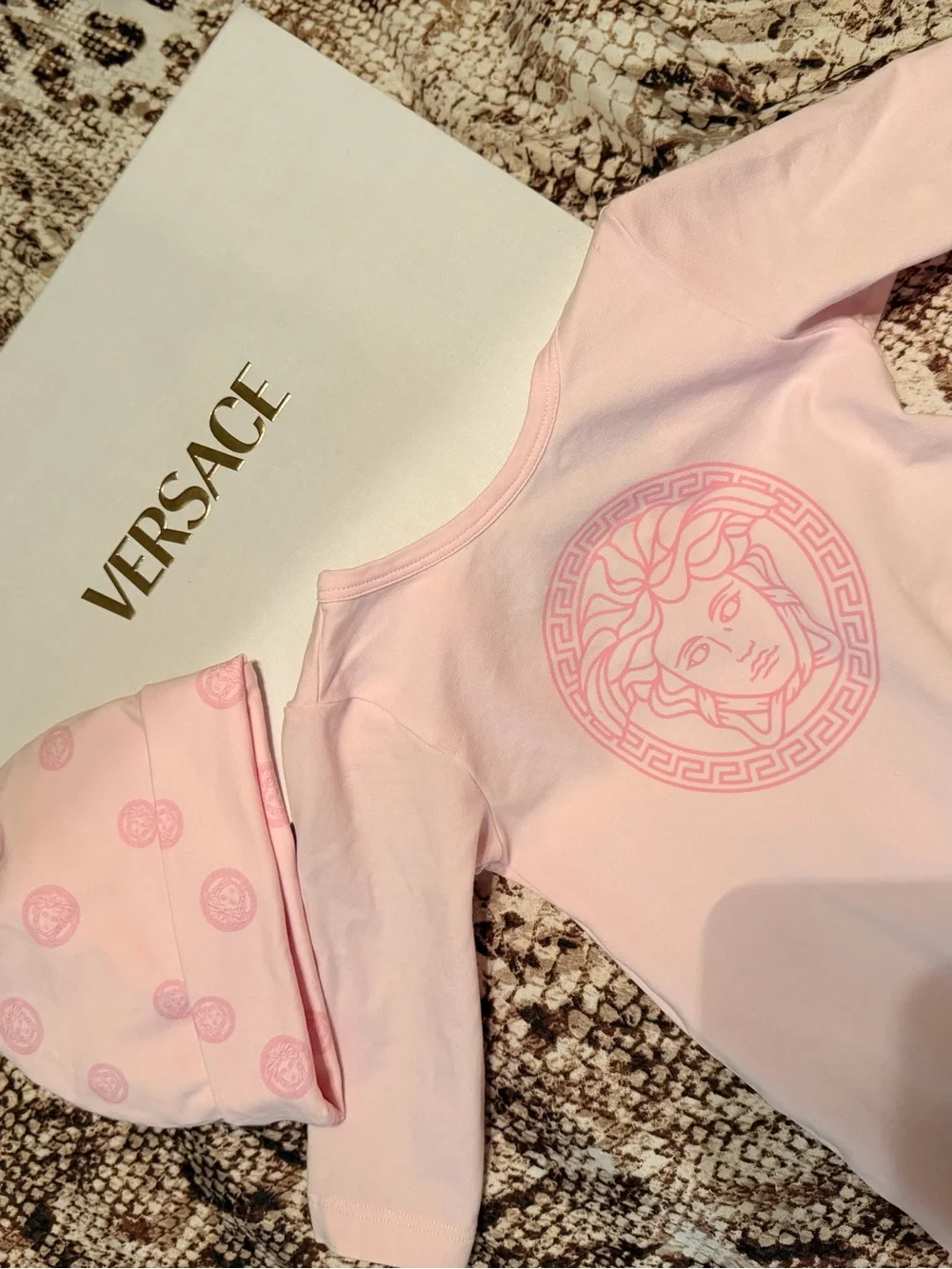 Versace Light Pink Medusa Footie One-Piece for Kids